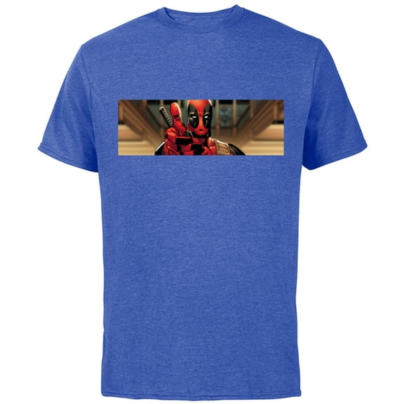 Marvel Deadpool Thumbs Up Widescreen Comic Art - Short Sleeve Cotton T-Shirt for Adults - Customized-Royal Heather