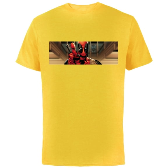 Marvel Deadpool Thumbs Up Widescreen Comic Art - Short Sleeve Cotton T-Shirt for Adults - Customized-Yellow