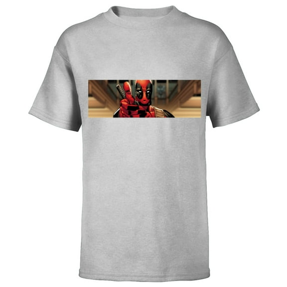 Marvel Deadpool Thumbs Up Widescreen Comic Art - Short Sleeve T-Shirt for Kids - Customized-Athletic Heather