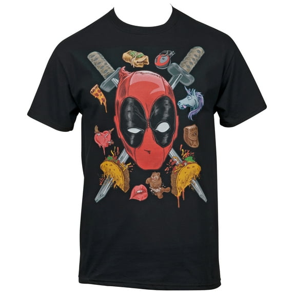 Marvel Deadpool Two Swords For My Thoughts T-shirt-Medium