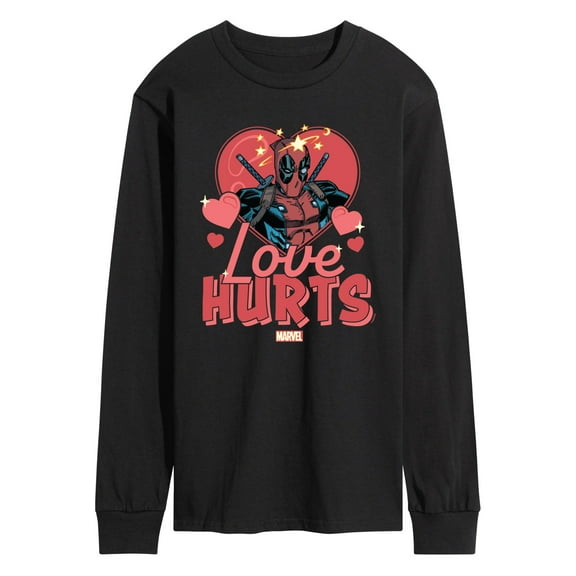 Marvel Deadpool - Valentine's Day Love Hurts - Men's Long Sleeve Graphic T-Shirt