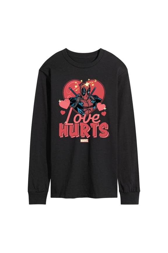 Deadpool - Valentine's Day Love Hurts - Men's Long Sleeve Graphic T-Shirt