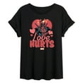 thumbnail image 1 of Marvel Deadpool - Valentine's Day Love Hurts - Women's Oversized Graphic T-Shirt, 1 of 5