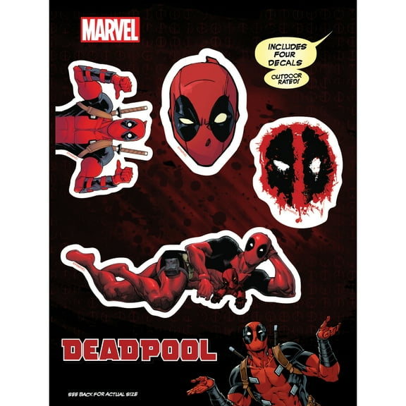 Marvel Deadpool Vinyl Decals - Set of 4 Deadpool Vinyl Car Stickers for Window Truck Bumper Laptop Tumbler Cup Cell Phone Marvel Licensed