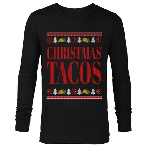 Marvel Deadpool Wade Wilson Christmas Tacos Holiday - Long Sleeve T-Shirt for Men - Customized-Black