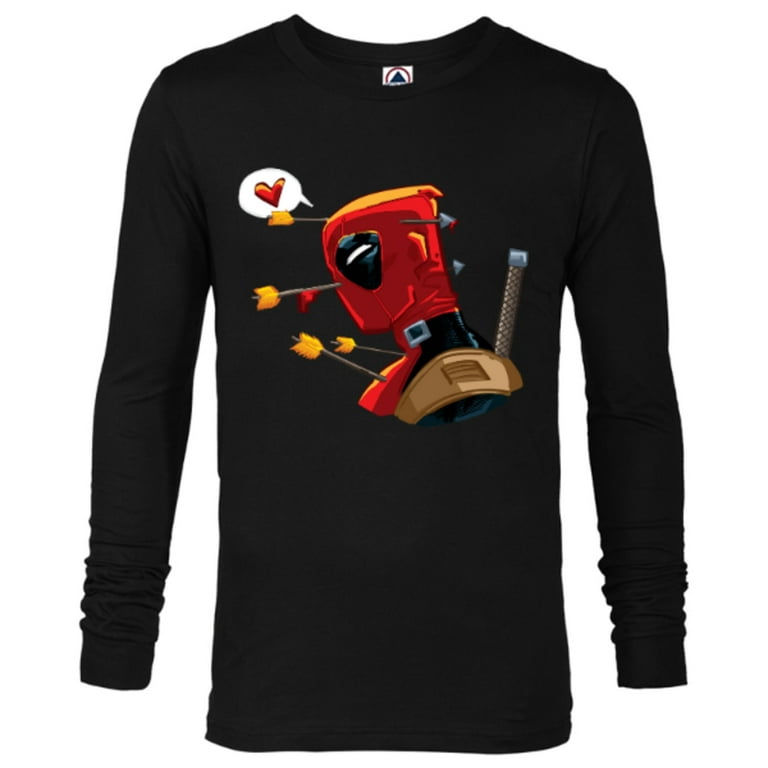 Marvel Deadpool Wade Wilson Cupid's Arrow Valentine's Day - Long Sleeve  T-Shirt for Men – Customized-Black 