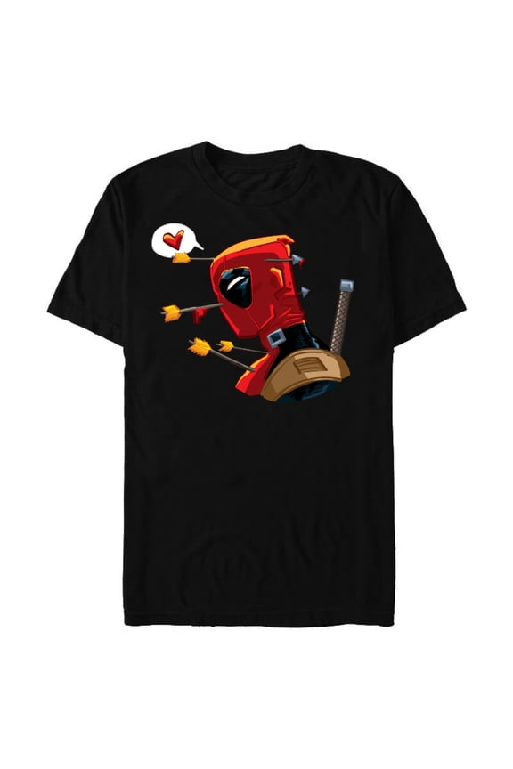 Deadpool Wade Wilson Cupid’s Arrow Valentine’s Day - Short Sleeve Blended T-Shirt for Adults – Customized-Black