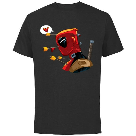 Marvel Deadpool Wade Wilson Cupid’s Arrow Valentine’s Day - Short Sleeve Cotton T-Shirt for Adults - Customized-Black