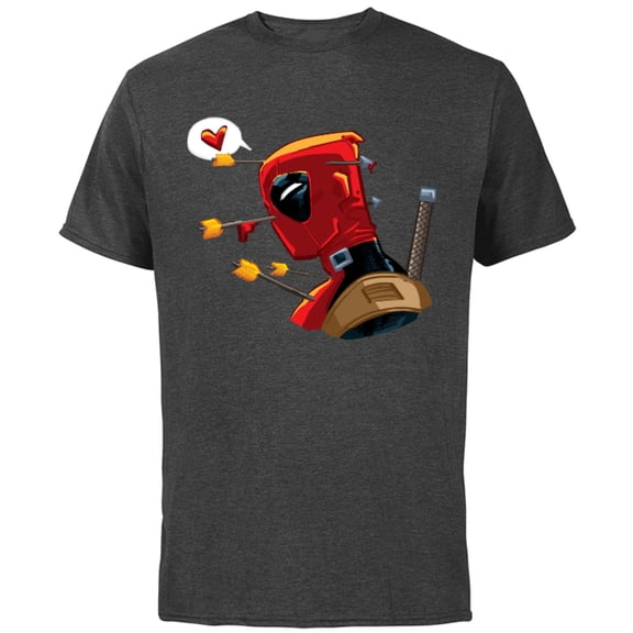 Marvel Deadpool Wade Wilson Cupid’s Arrow Valentine’s Day - Short Sleeve Cotton T-Shirt for Adults - Customized-Charcoal