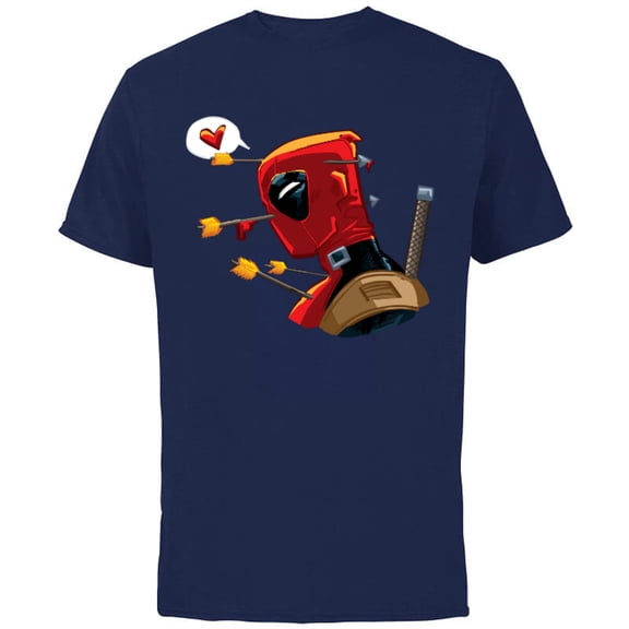 Marvel Deadpool Wade Wilson Cupid’s Arrow Valentine’s Day - Short Sleeve Cotton T-Shirt for Adults - Customized-Navy