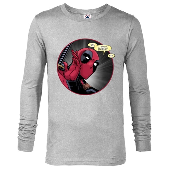 Marvel Deadpool Wade Wilson Gotta Go to the Bathroom Comic - Long Sleeve T-Shirt for Men - Customized-Athletic Heather