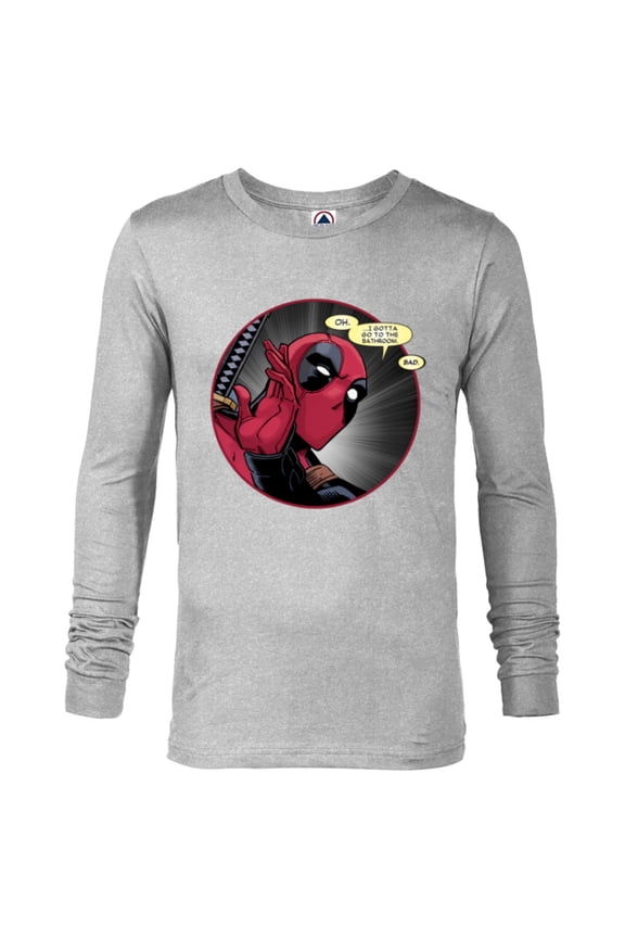 Deadpool Wade Wilson Gotta Go to the Bathroom Comic - Long Sleeve T-Shirt for Men - Customized-Athletic Heather
