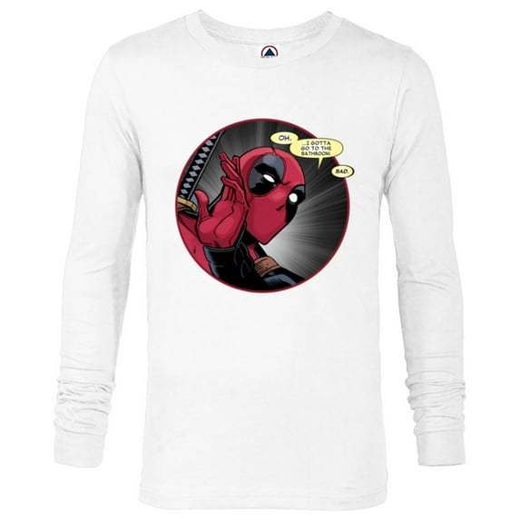 Marvel Deadpool Wade Wilson Gotta Go to the Bathroom Comic - Long Sleeve T-Shirt for Men - Customized-White