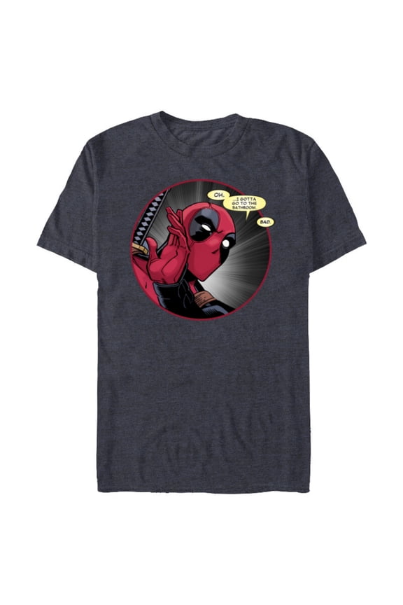 Deadpool Wade Wilson Gotta Go to the Bathroom Comic - Short Sleeve Blended T-Shirt for Adults - Customized-Navy Heather