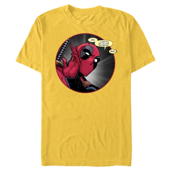 Marvel Deadpool Wade Wilson Gotta Go to the Bathroom Comic - Short Sleeve Blended T-Shirt for Adults - Customized-Yellow