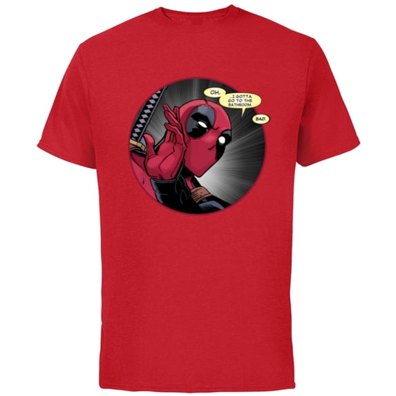 Marvel Deadpool Wade Wilson Gotta Go to the Bathroom Comic - Short Sleeve Cotton T-Shirt for Adults - Customized-Red