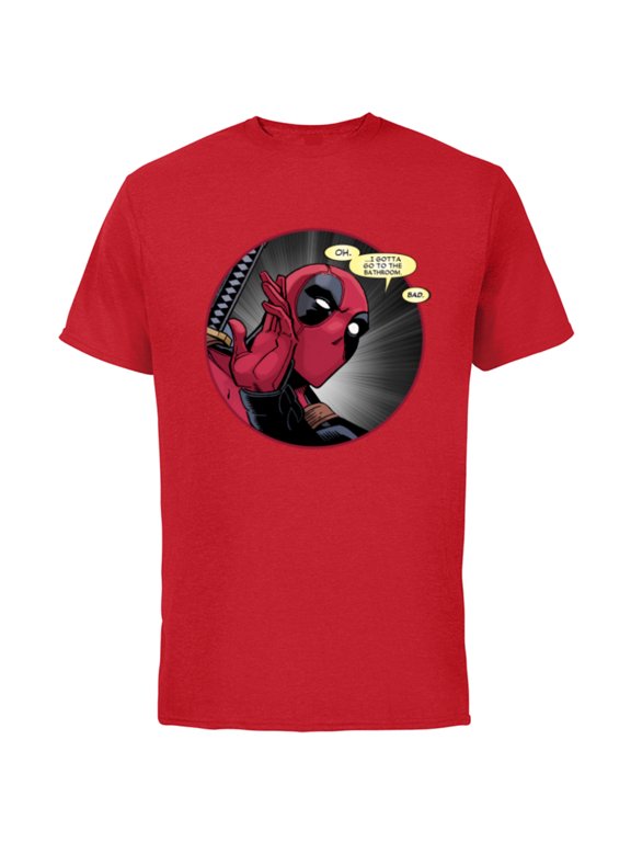 Deadpool Wade Wilson Gotta Go to the Bathroom Comic - Short Sleeve Cotton T-Shirt for Adults - Customized-Red