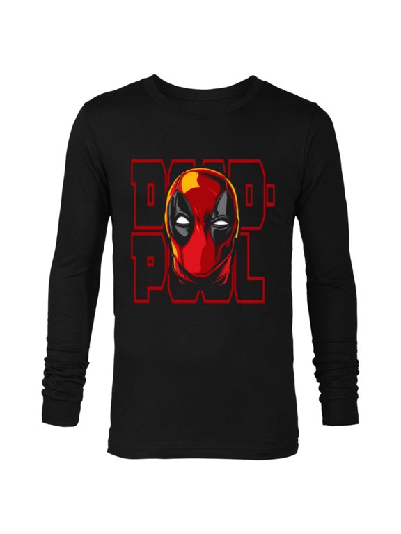 Deadpool Wade Wilson Head - Long Sleeve T-Shirt for Men - Customized-Black