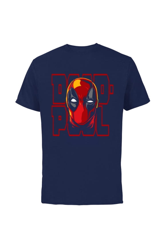 Deadpool Wade Wilson Head - Short Sleeve Cotton T-Shirt for Adults - Customized-Navy