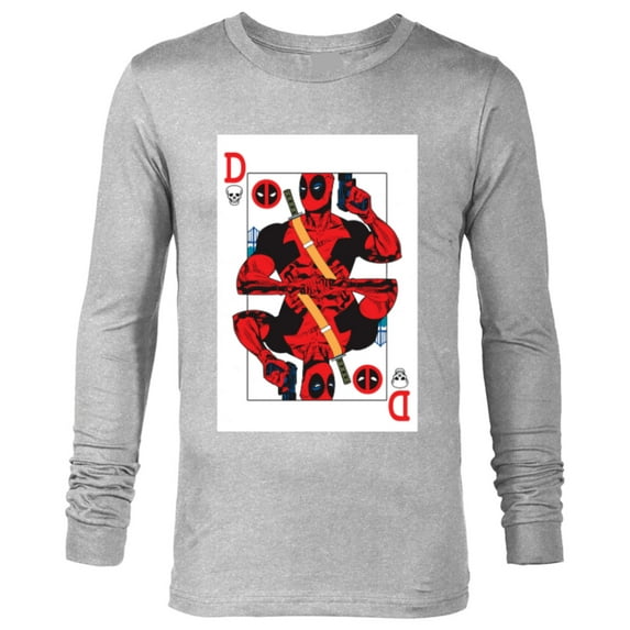 Marvel Deadpool Wade Wilson Playing Card - Long Sleeve T-Shirt for Men - Customized-Athletic Heather