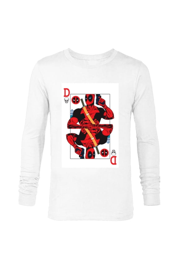 Deadpool Wade Wilson Playing Card - Long Sleeve T-Shirt for Men - Customized-White