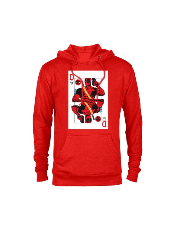 Deadpool Wade Wilson Playing Card - Pullover Hoodie for Adults - Customized-Red