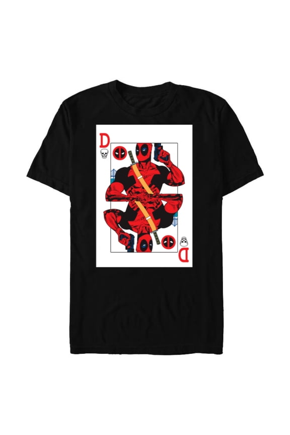 Deadpool Wade Wilson Playing Card - Short Sleeve Blended T-Shirt for Adults - Customized-Black