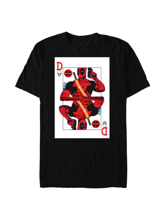 Deadpool Wade Wilson Playing Card - Short Sleeve Blended T-Shirt for Adults - Customized-Black