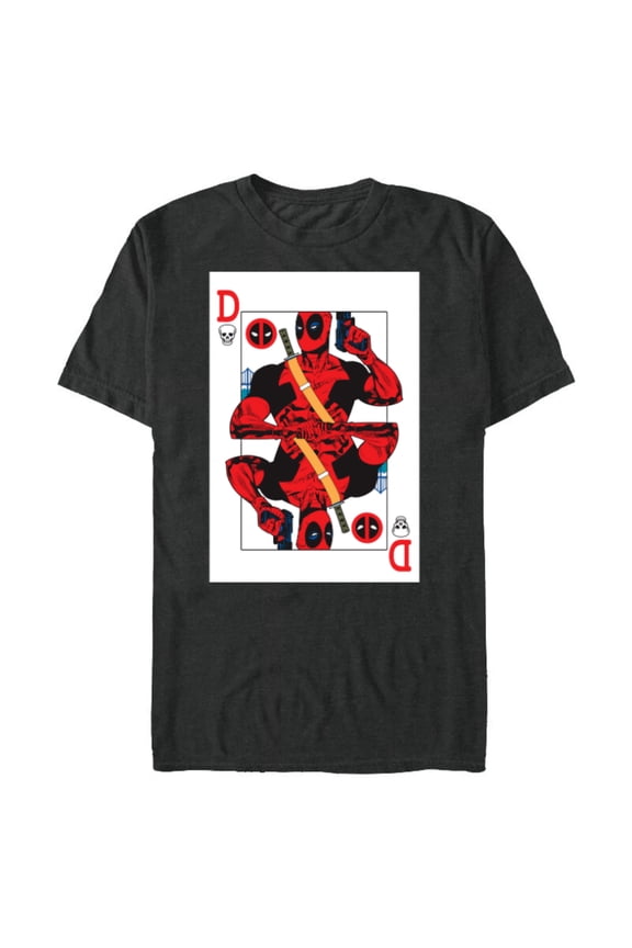 Deadpool Wade Wilson Playing Card - Short Sleeve Blended T-Shirt for Adults - Customized-Dark Heather