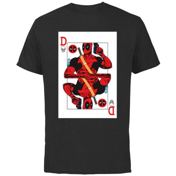 Marvel Deadpool Wade Wilson Playing Card - Short Sleeve Cotton T-Shirt for Adults - Customized-Black