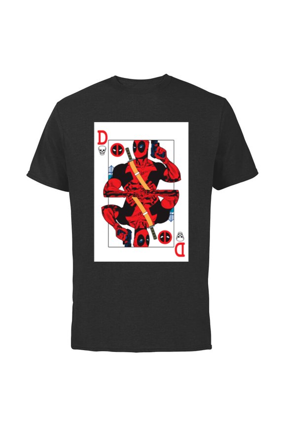 Deadpool Wade Wilson Playing Card - Short Sleeve Cotton T-Shirt for Adults - Customized-Black
