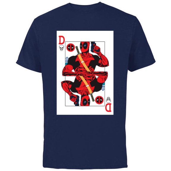 Marvel Deadpool Wade Wilson Playing Card - Short Sleeve Cotton T-Shirt for Adults - Customized-Navy