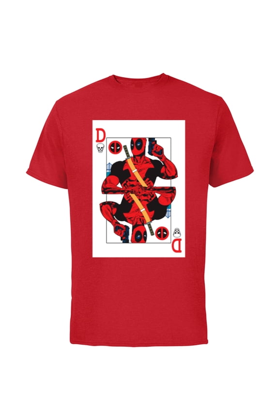 Deadpool Wade Wilson Playing Card - Short Sleeve Cotton T-Shirt for Adults - Customized-Red