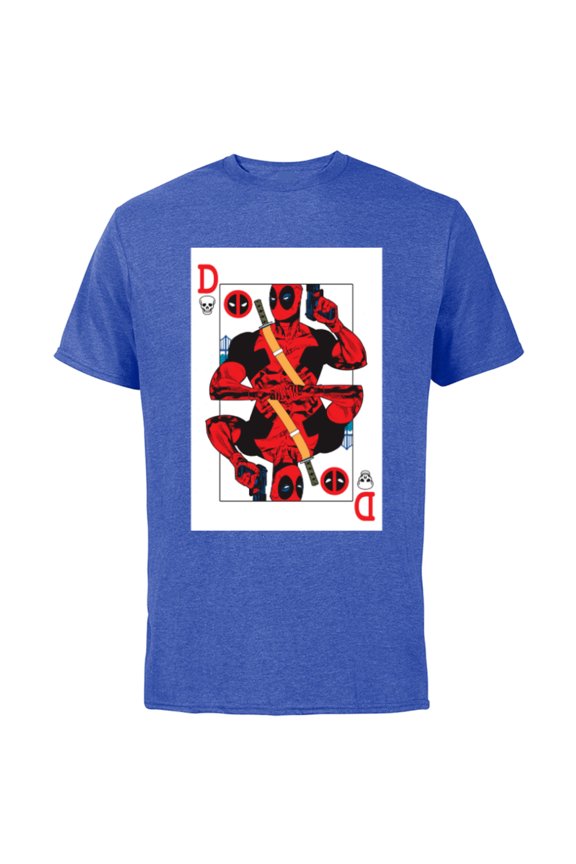 Deadpool Wade Wilson Playing Card - Short Sleeve Cotton T-Shirt for Adults - Customized-Royal Heather