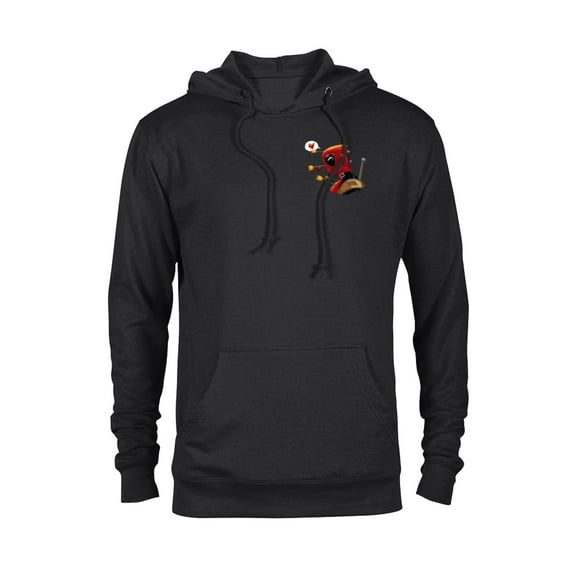 Marvel Deadpool Wade Wilson Pocket Print Valentine’s Day - Pullover Hoodie for Adults – Customized-Black