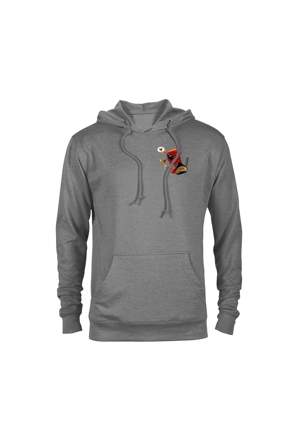 Deadpool Wade Wilson Pocket Print Valentine’s Day - Pullover Hoodie for Adults – Customized-Graphite Heather