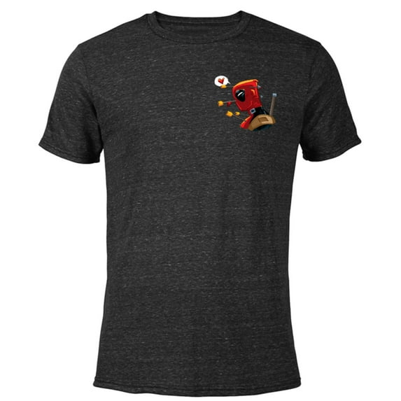 Marvel Deadpool Wade Wilson Pocket Print Valentine’s Day - Short Sleeve Blended T-Shirt for Adults – Customized-Black