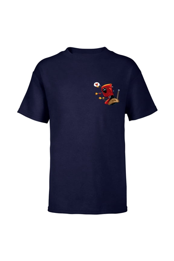 Deadpool Wade Wilson Pocket Print Valentine’s Day - Short Sleeve T-Shirt for Kids – Customized-Navy