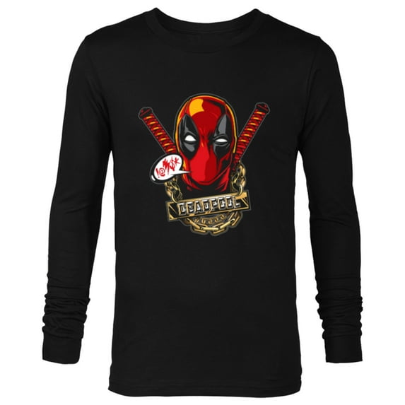 Marvel Deadpool Wade Wilson Swords and Chains - Long Sleeve T-Shirt for Men - Customized-Black