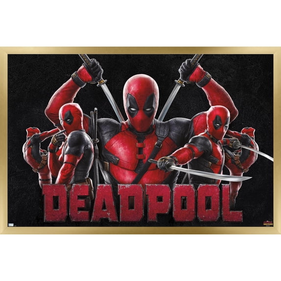 Marvel Deadpool & Wolverine (2024) - Deadpool Wall Poster, 14.725" x 22.375" Framed