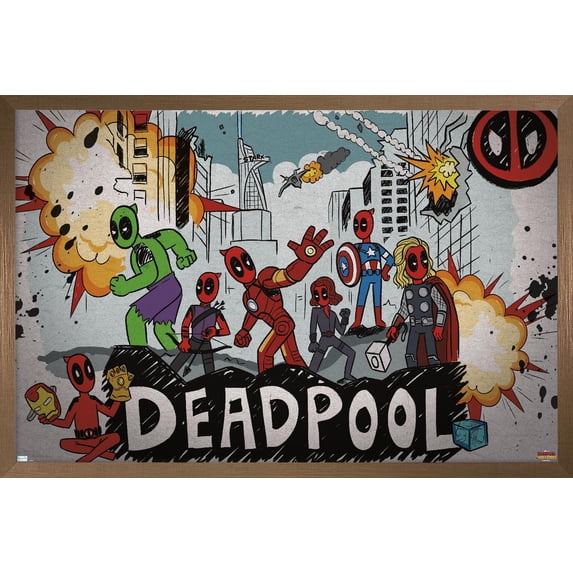 Marvel Deadpool & Wolverine - Avengers Wall Poster, 22.375" x 34" Framed