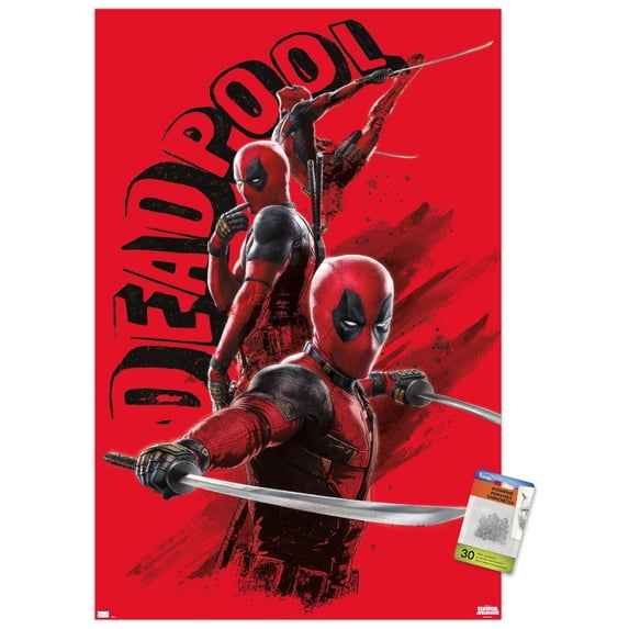 Marvel Deadpool & Wolverine - Deadpool Poses Wall Poster with Push Pins, 22.375" x 34"