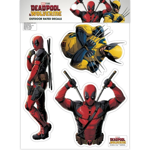 Marvel Deadpool & Wolverine Decals - Set of 3 Vinyl Car Stickers for Window Truck Bumper Laptop Water Bottle Skateboard Marvel Licensed
