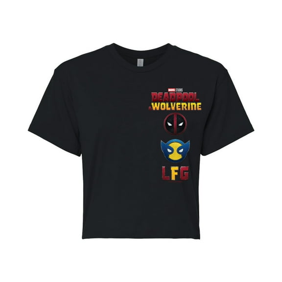 Marvel Deadpool & Wolverine - Logo And Icons - Juniors Cropped Graphic T-Shirt