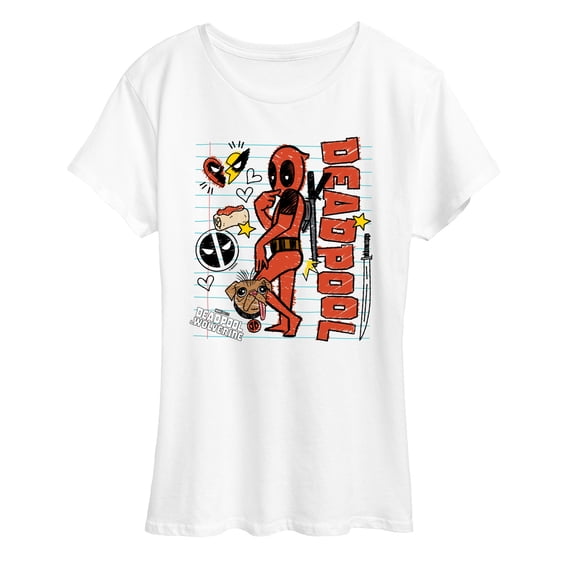 Marvel Deadpool & Wolverine - Notebook Doodles - Women's Short Sleeve Graphic T-Shirt