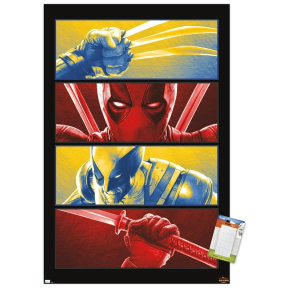 Marvel Deadpool & Wolverine - Panels Wall Poster, 14.725" x 22.375"