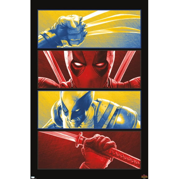 Marvel Deadpool & Wolverine - Panels Wall Poster, 22.375" x 34"