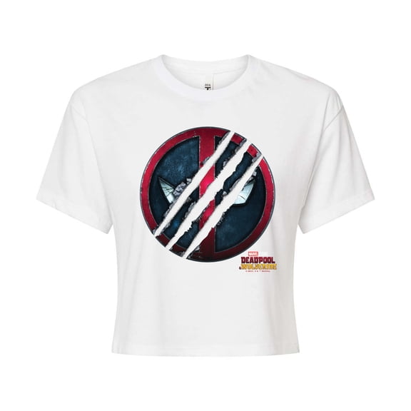Marvel Deadpool & Wolverine - Scratch Logo - Juniors Cropped Graphic T-Shirt