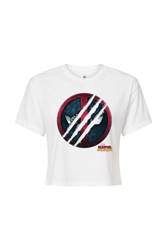 Deadpool & Wolverine - Scratch Logo - Juniors Cropped Graphic T-Shirt