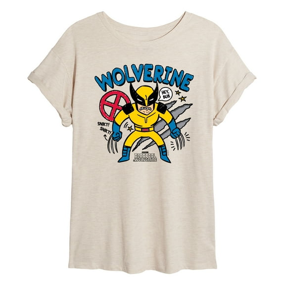 Marvel Deadpool & Wolverine - Wolverine Doodles - Women's Oversized Graphic T-Shirt